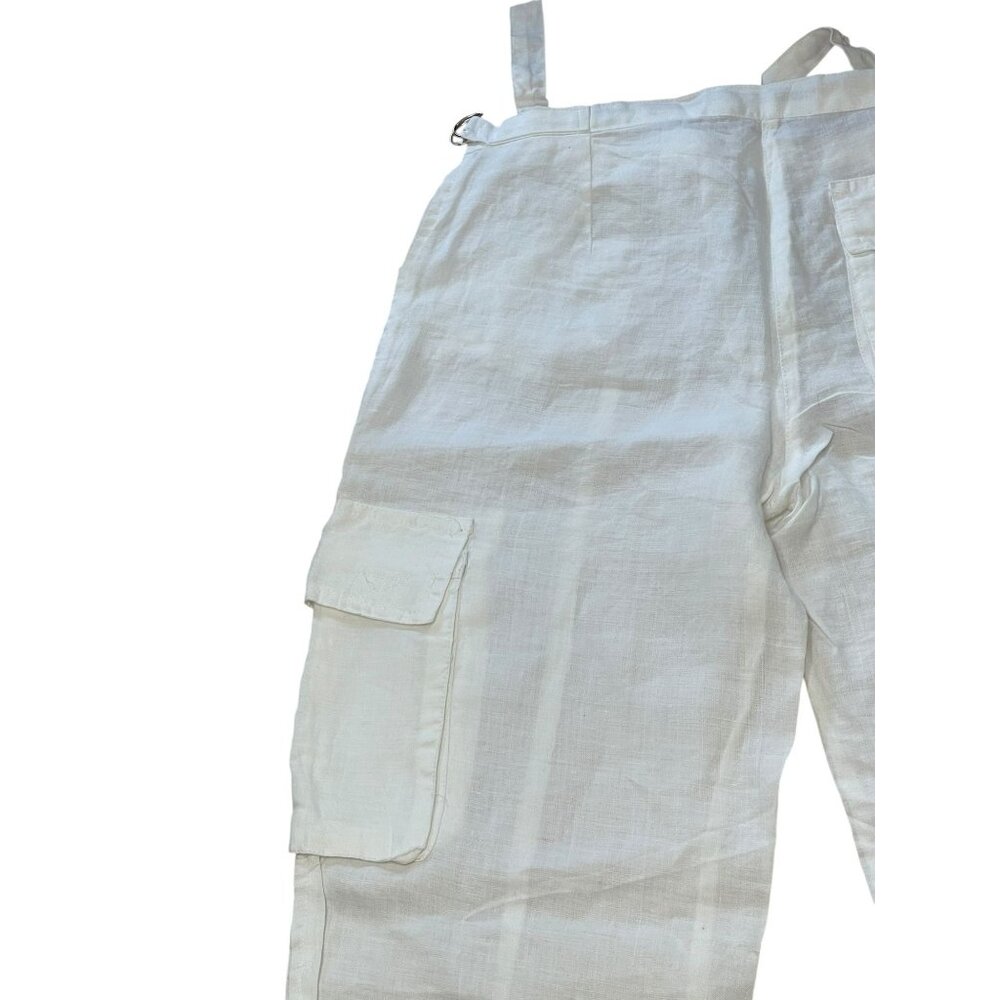 White Linen‎ Cargo Pants Miss Edith Size S Lightweight & Breathable With Pockets - Picture 4 of 12
